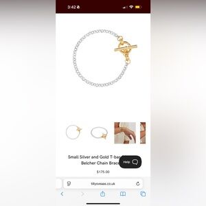 Tilly Sveaas Silver and Gold T-bar Belcher Chain Bracelet